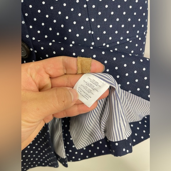 J. Crew Pure Linen Regent Career Blazer in Navy Polka Dots Office Business Sz 00 - Picture 5 of 12